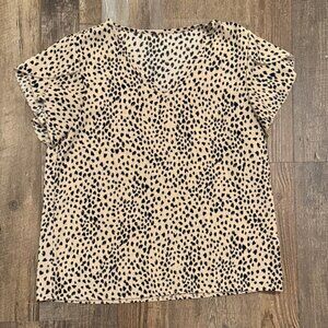 SHEIN Women’s V Neck Flutter Sleeve Leopard Print Blouse Medium